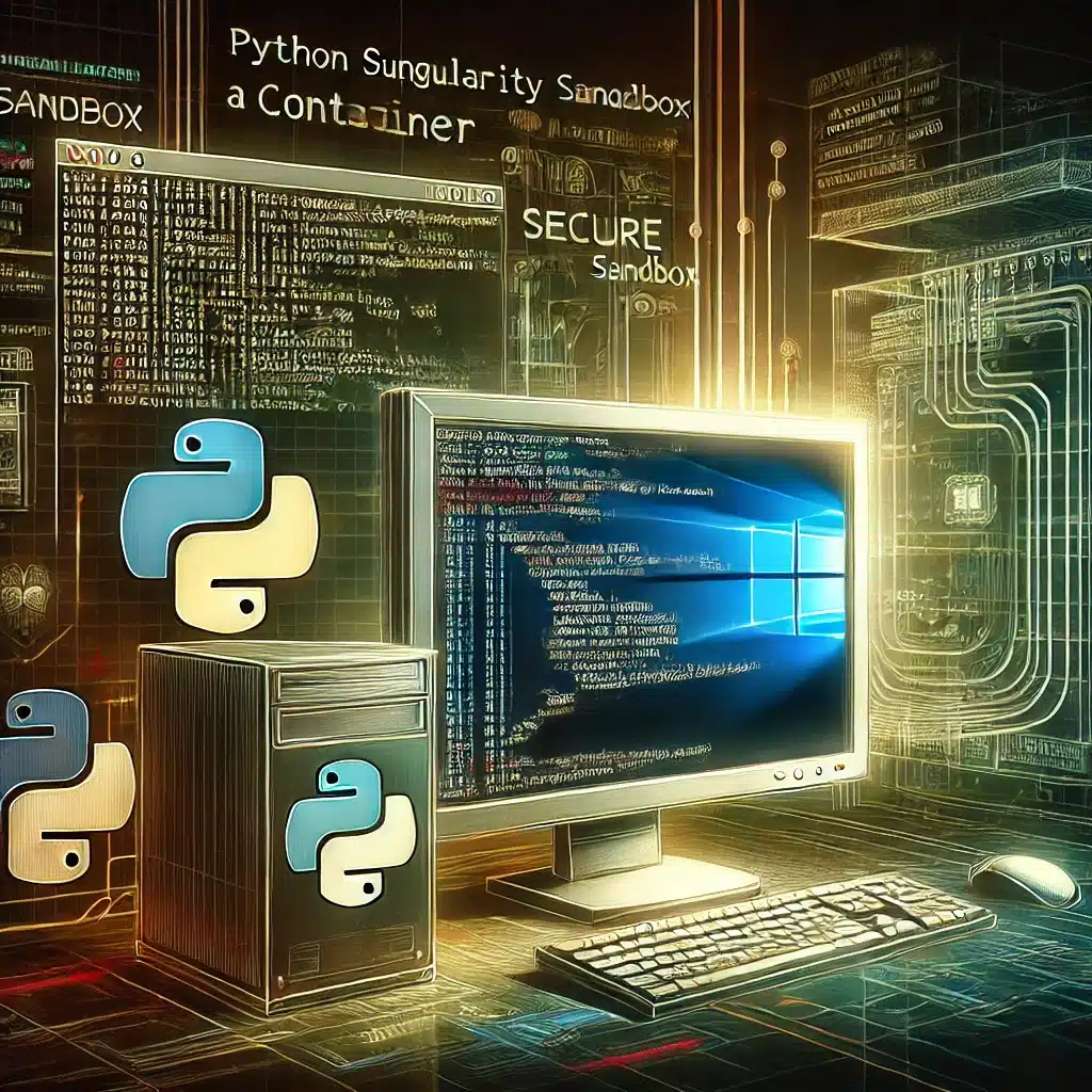 Illustration depicting the process of installing a Python Singularity container sandbox with step-by-step guidance