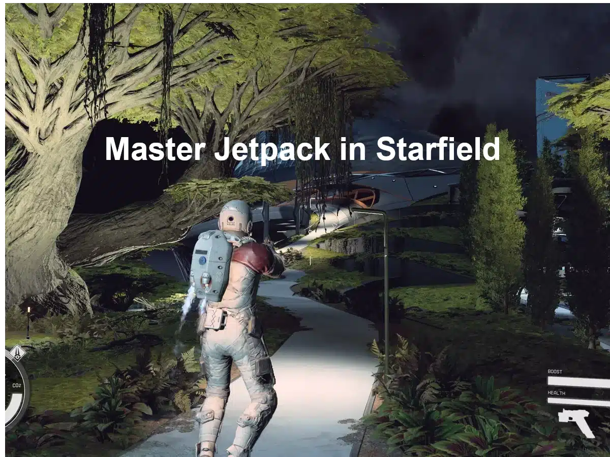 Player using Jetpack in Starfield for exploration and combat - How to use Jetpack in Starfield guide